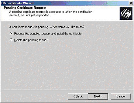 IIS Certificate Wizard - Pending Certificate Request