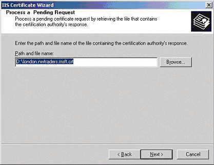 IIS Certificate Wizard - Process Pending