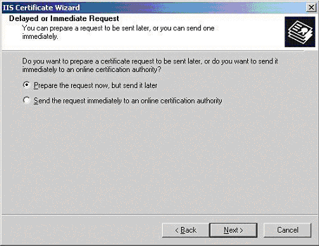 IIS Certificate Wizard - Delayed or Immediate request
