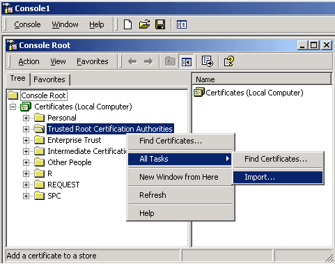 IIS SSL server certificate - GTECyber TrustRoot